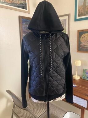 Black Quilted Hooded Jacket - Women Size S NWOT